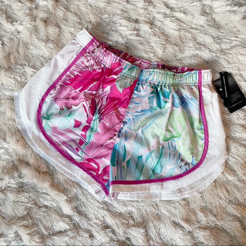 Nike Pink and Teal Floral Dri Fit Running Shorts - Picture 2 of 4